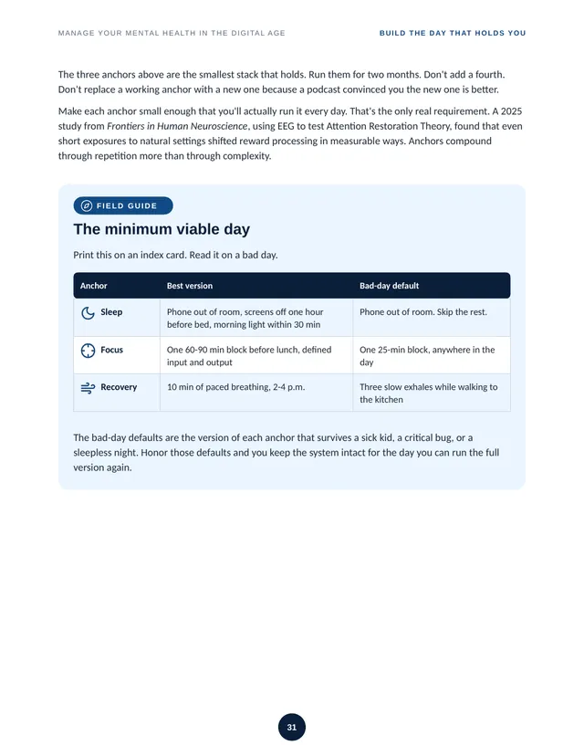 manage your mental health minimum viable day field guide