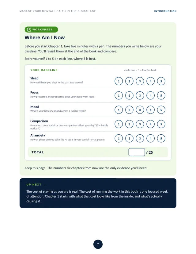 manage your mental health where am i now worksheet